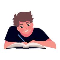 man writing in a notebook illustration isolated vector