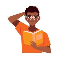 man with eyeglasses reading illustration isolated vector