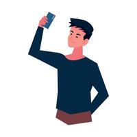 boy using smartphone illustration isolated vector