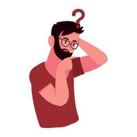 man thinking difficulty illustration isolated vector