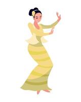 myanmar woman dances music design isolated illustration vector