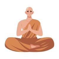 buddhist monk in lotus pose illustration isolated vector