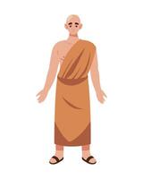 buddhist monk standing illustration isolated vector