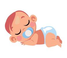 baby with pacifier and resting isolated vector