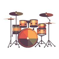 Metal drum kit instruments icon isolated vector