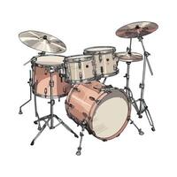 Metallic drum kit on white background icon isolated vector
