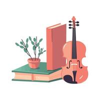 Learning classical music through books and instrument icon vector