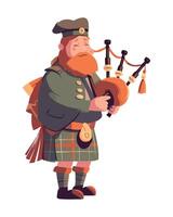 Man costume traditional playing bagpipe instrument icon isolated vector