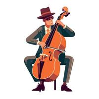 Classical musicians performing on stage with cello icon isolated vector