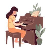 One person playing grand piano with skill icon isolated vector