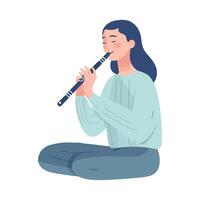 Musician playing flute, isolated on flat backdrop icon isolated vector