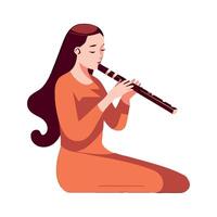 One musician blowing flute, isolated on background icon isolated vector