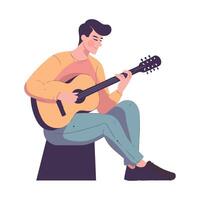 Man playing guitar, and having fun icon isolated vector