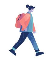 One person walking with speed, carrying bag icon isolated vector