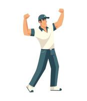 man in suit celebrates achievement with fist pump icon isolated vector