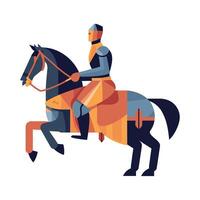 knight riding stallion with armor icon isolated vector