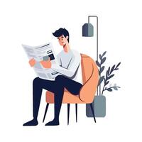 Successful businessman relaxes on modern sofa icon isolated vector