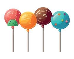 Multi colored candies with stick icon isolated vector