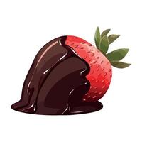 Fresh strawberry dessert, gourmet chocolate icon isolated vector