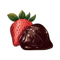 Sweet strawberry dessert, fresh and gourmet icon isolated vector