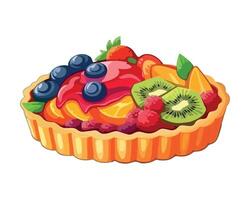 Sweet cake with fresh berries and cream icon isolated vector