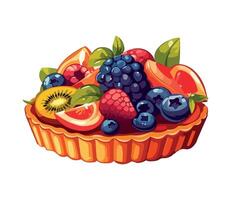 Sweet pie with fresh berries and cream icon isolated vector