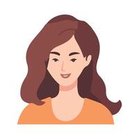 Smiling woman in flat design illustration icon isolated vector