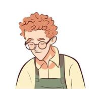 Smiling man working with apron icon isolated vector