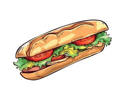 Grilled meat sandwich with ketchup and pickles icon isolated vector