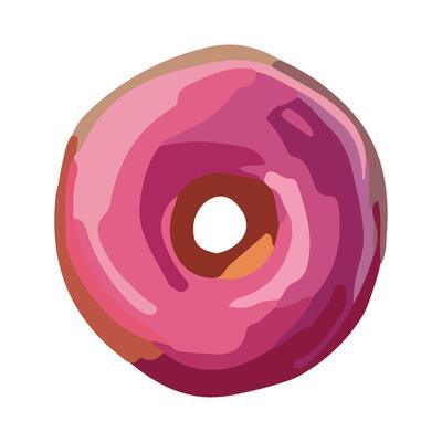 Gourmet donut with icing cream icon isolated