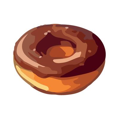 Sweet donut snack with chocolate icing icon isolated