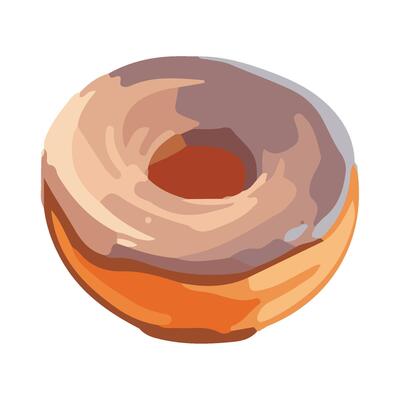 Gourmet donut with chocolate icing icon isolated