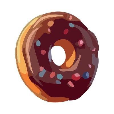 Sweet donut snack with chocolate icing and cream icon isolated