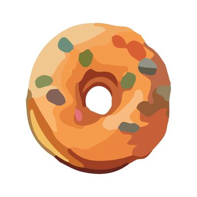 Sweet donut with chocolate sprinkles icon isolated