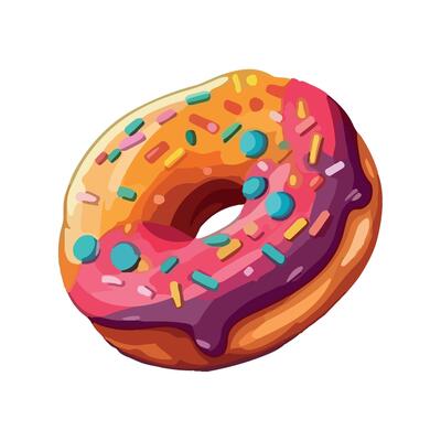 Gourmet donut with chocolate decoration icon isolated