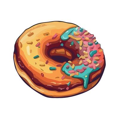 Sweet chocolate donut and sprinkles icon isolated