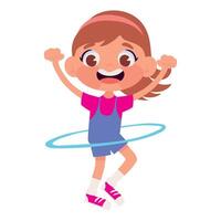 girl playing with hula hoop icon isolated white background vector