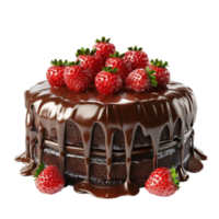 3D Delicious Chocolate Cake on Transparent Background AI-Generative png