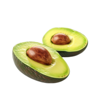 Two Halves of Avocado on Transparent Background AI-Generative png