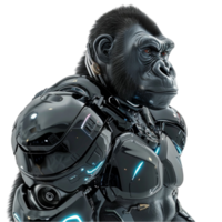 mecânico cyborg gorila em transparente fundo ai-generativo png