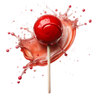 red lollipop with splash isolated on a translucent background png