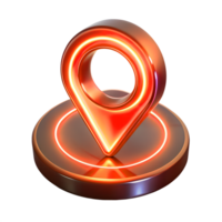 3d render of a red navigation point on the map isolated on background png
