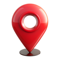 3d render of a red navigation point on the map isolated on background png