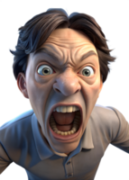 a person yelling, with their mouth open wide, eyebrows furrowed, and fists clenched, capturing the intensity of anger png