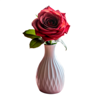 rose in white vase minimalist design isolated on background png