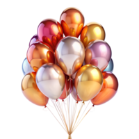 A cluster of colorful balloons floats on a translucent background, ready to celebrate a joyful occasion png