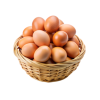 a basket of eggs that has a brown color. png
