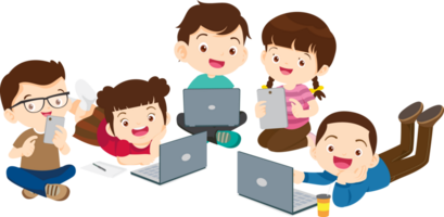 students with computer learning,Online class technology png