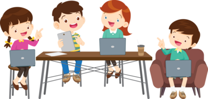 students with computer learning,Online class technology png