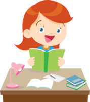 kid learning doing homework read and writing on desk png